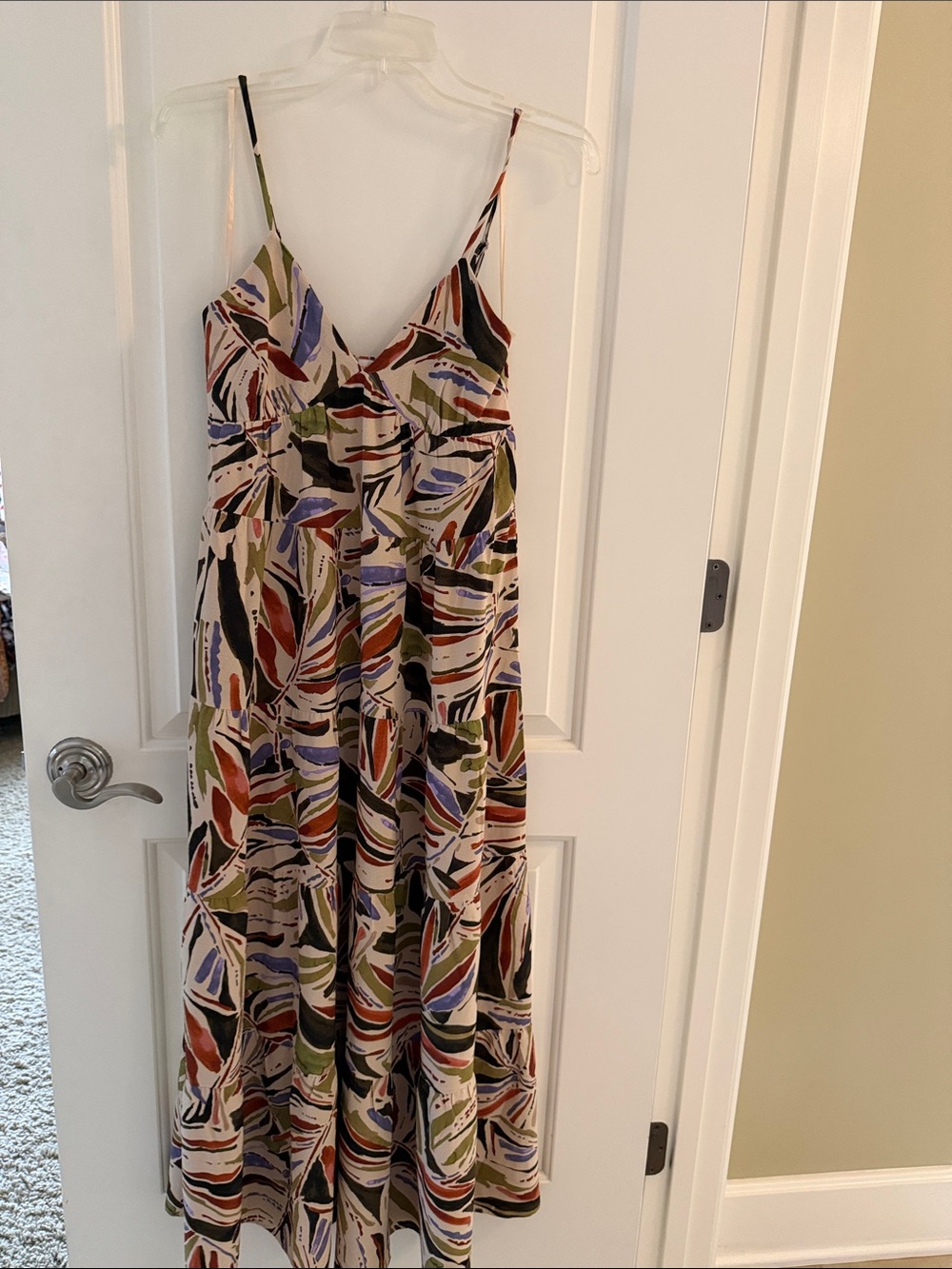 Monteau Multicolor Abstract-Print Spaghetti-Strap Maxi Dress